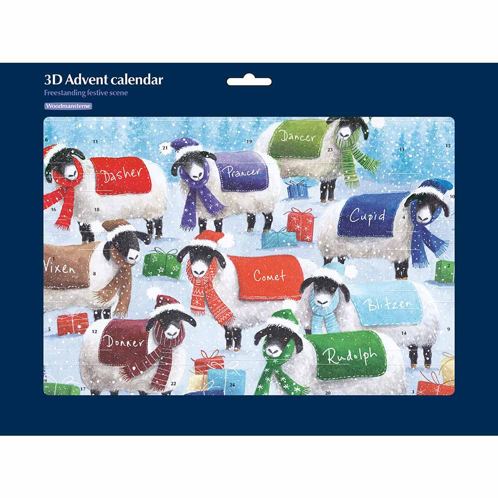 Santa's Flock Reindeer Sheep 3D Freestanding Advent Calendar