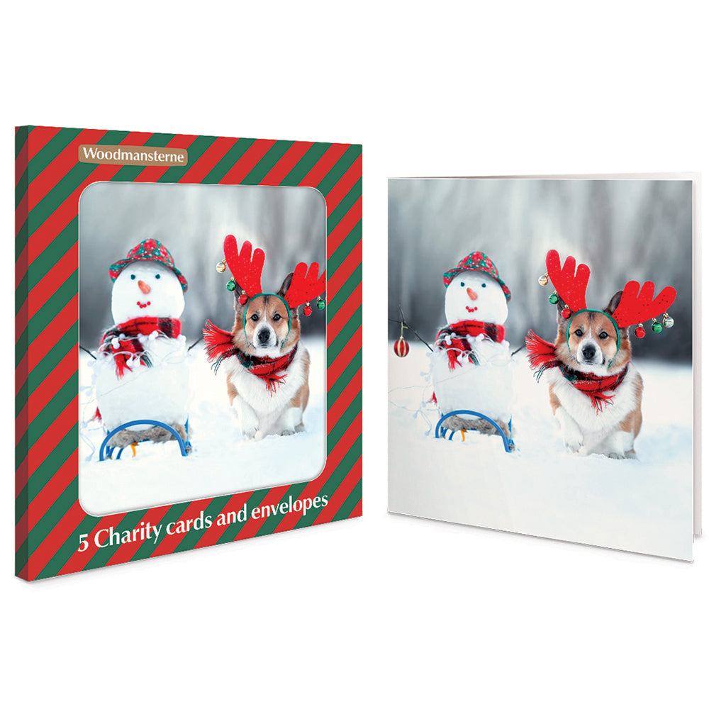 Snowman & Friends Corgi Charity Christmas Cards | Pack of 5