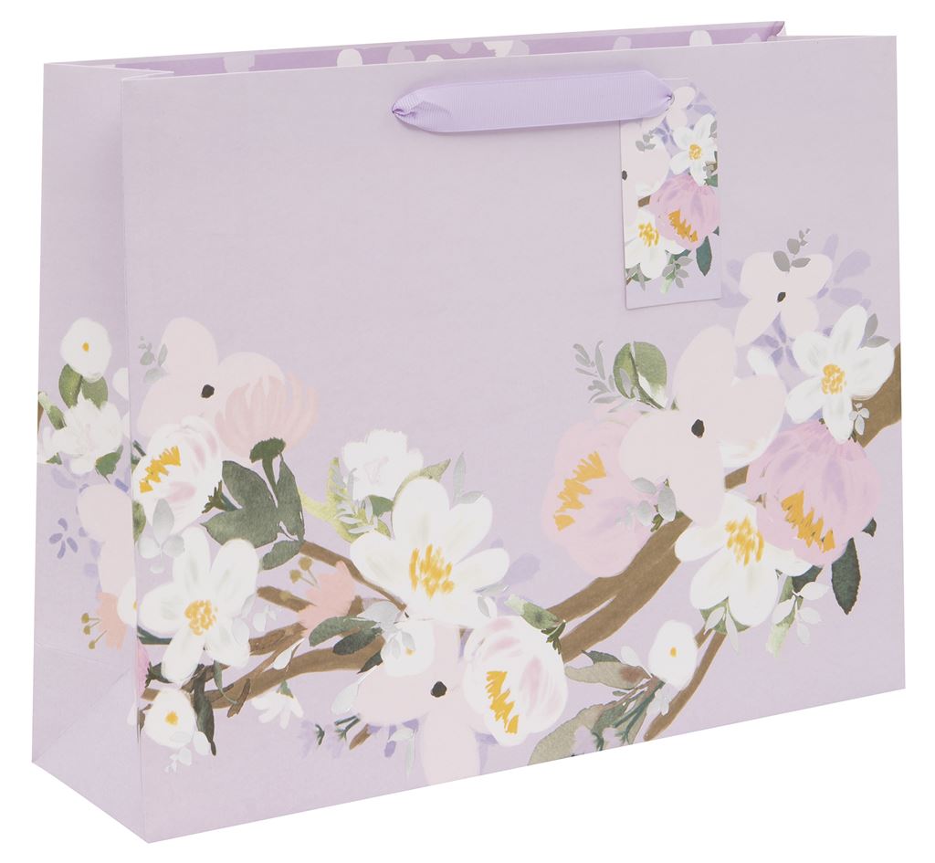 Lilac Floral Large Landscape Gift Bag by Stephanie Dyment