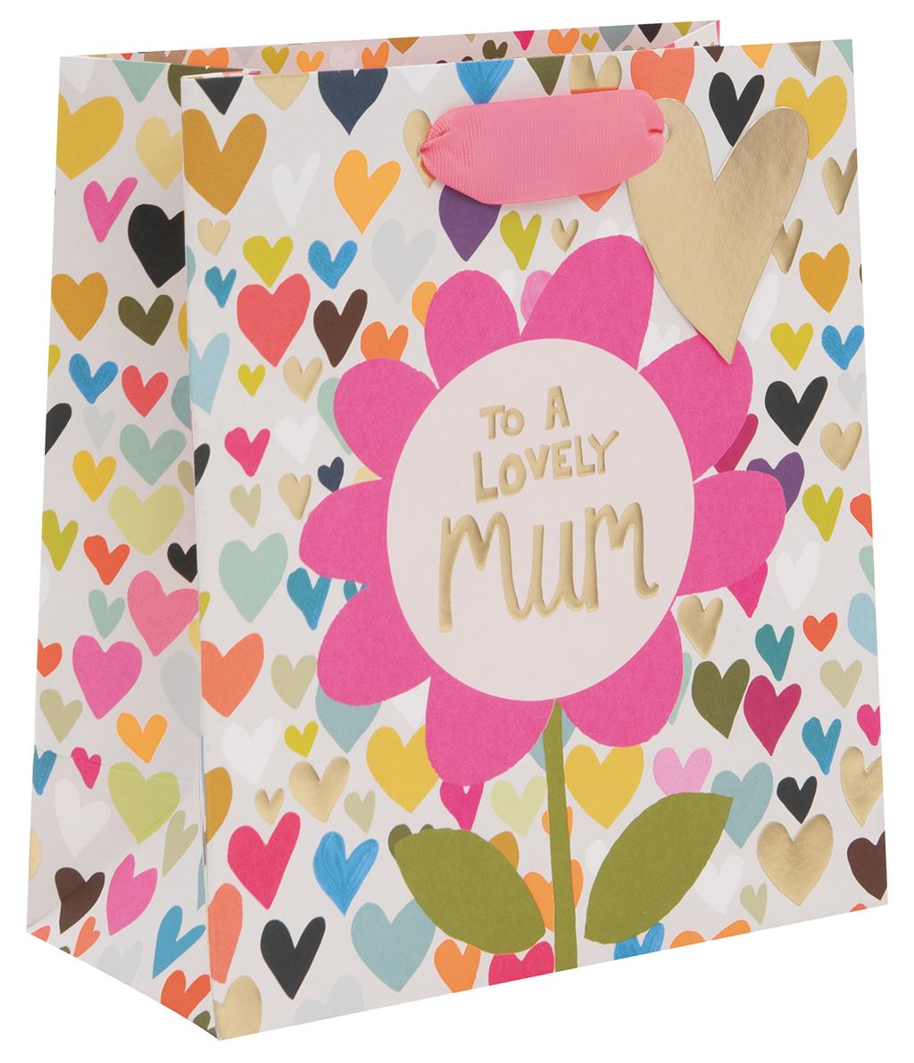 Hearts & Flowers Medium Gift Bag by Paper Salad