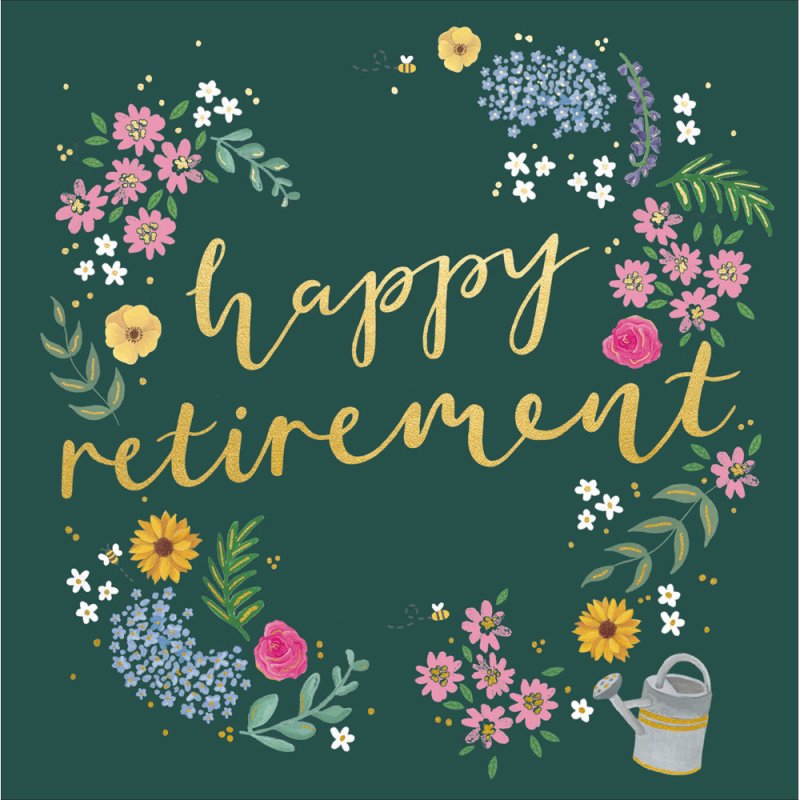 Floral Garland Happy Retirement Card