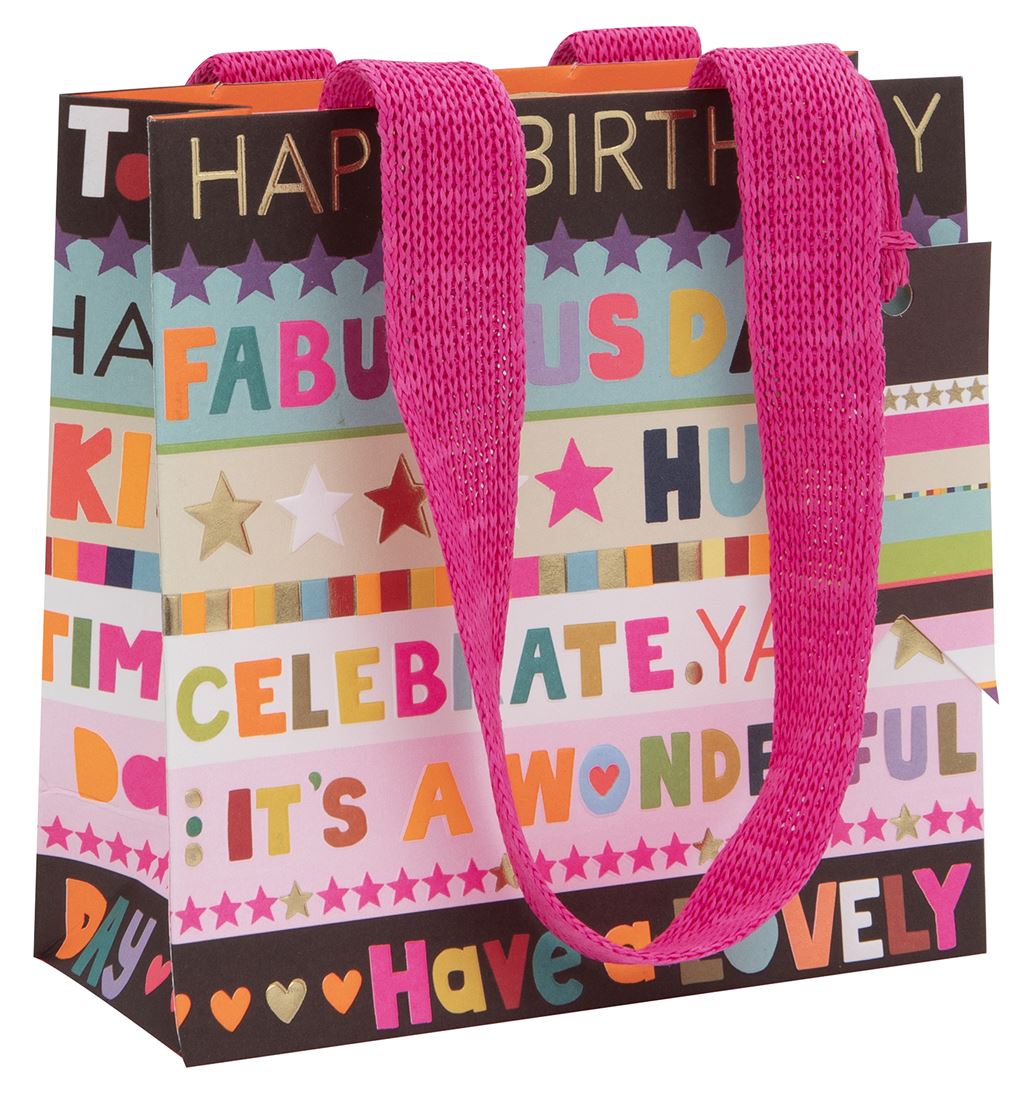 Birthday Stripe Pinks Small Gift Bag by Paper Salad