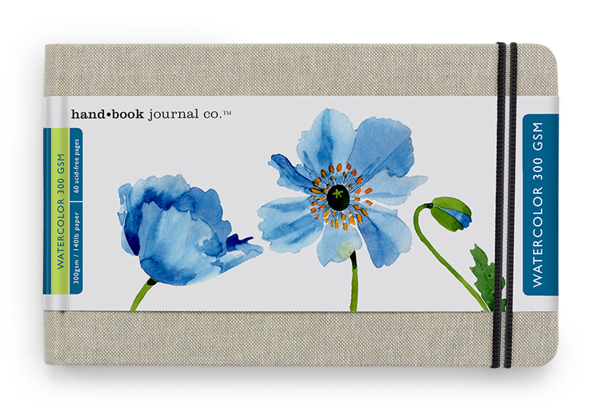 Global Paper Linen Watercolour Journal 300gsm – Large Landscape 5.25 x 8.25in (13.3 x 21cm)