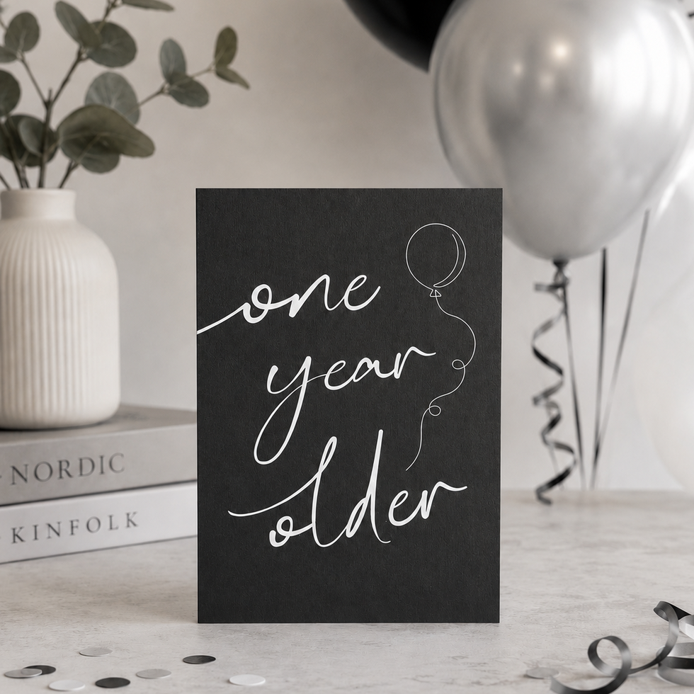 Dancing In The Rain One Year Older Script Birthday Card by Heyyy