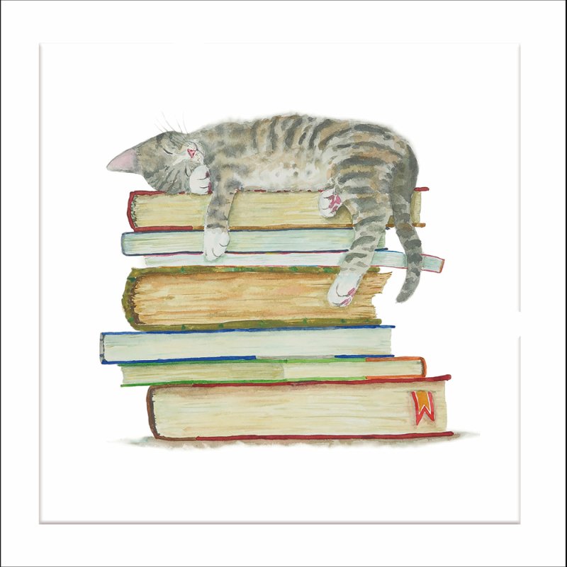 Millbank Tabby Kitten on Books Blank Greetings Card