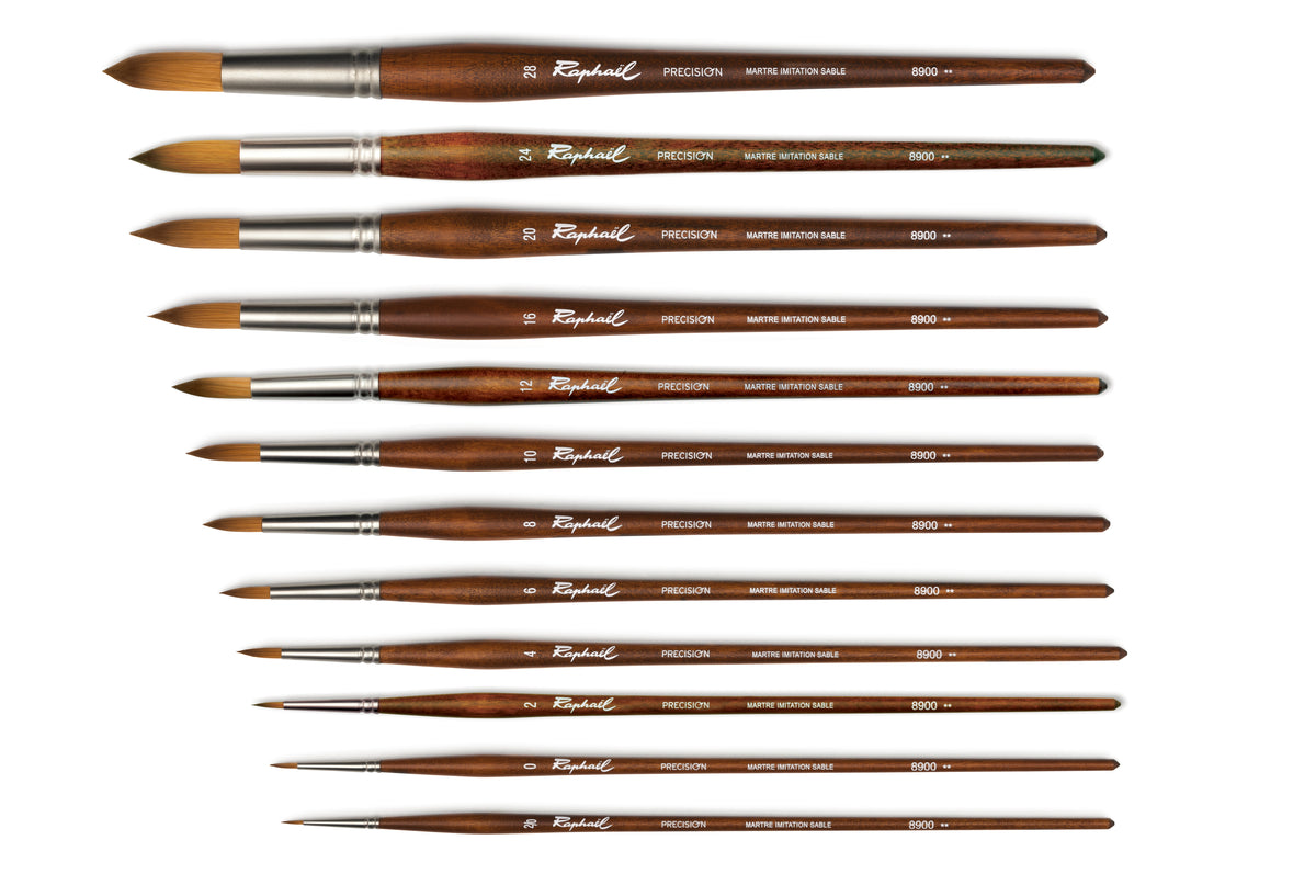 Raphaël Precision Synthetic Long-Handled Round Brush, Series 8900 – Size 2