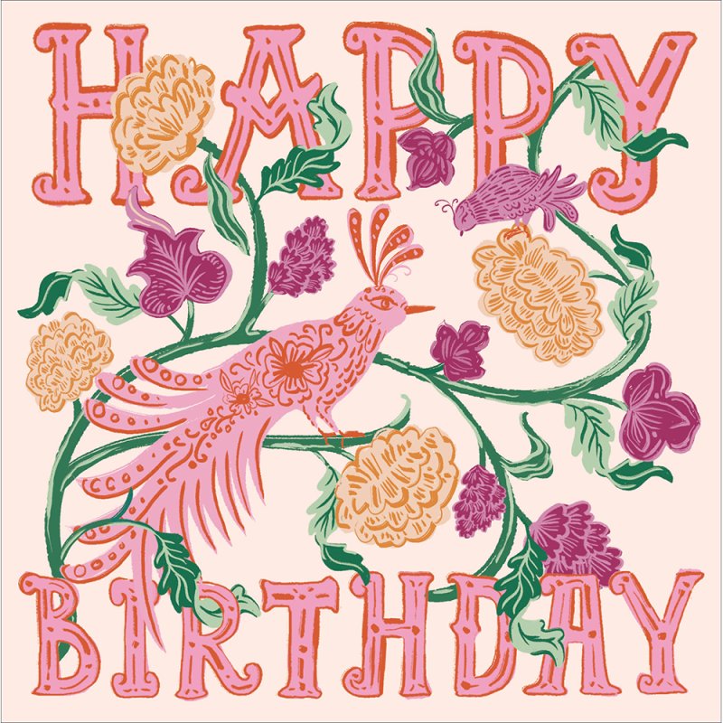 Tropical Paradise Exotic Bird Birthday Card