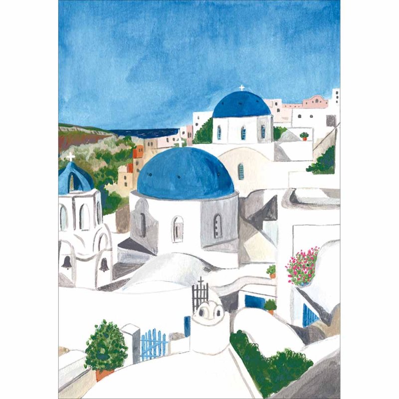 Peggy & Kate Santorini Blank Greetings Card