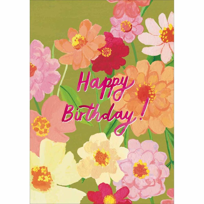 Peggy & Kate Zinnias Birthday Card