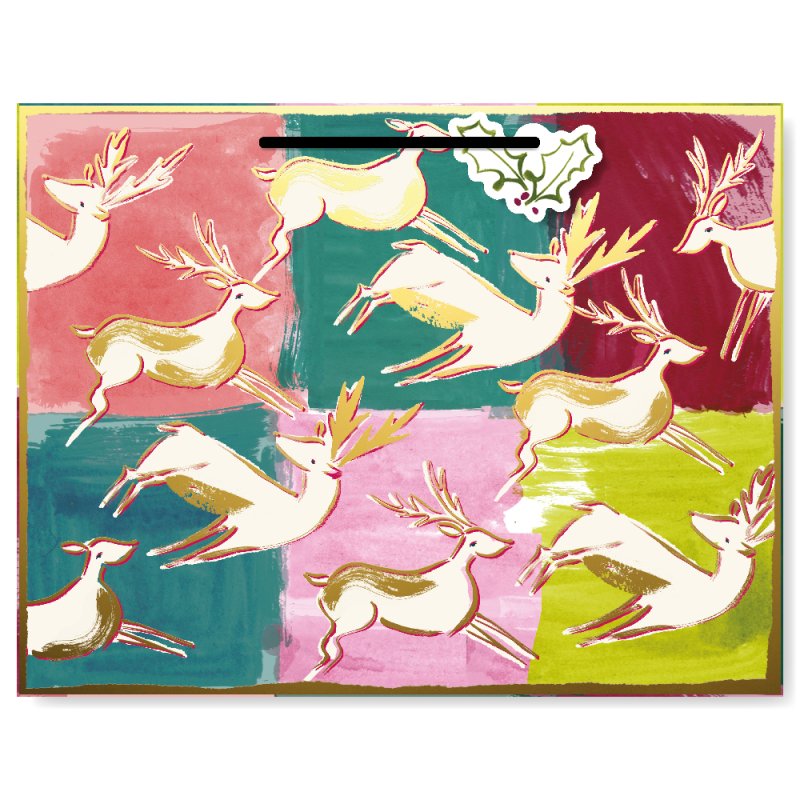 Fig & Fable Leaping Reindeer Landscape Gift Bag