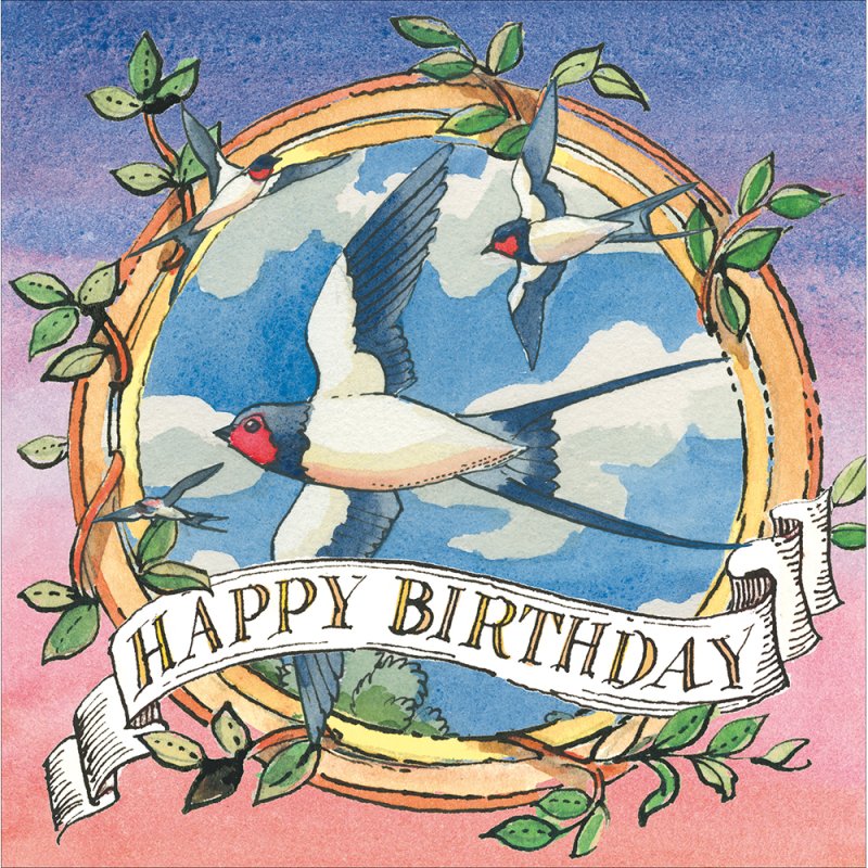 Matthew Rice Swallows in Flight Birthday Card