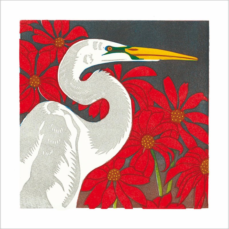 Babs Pease Egret Blank Greetings Card