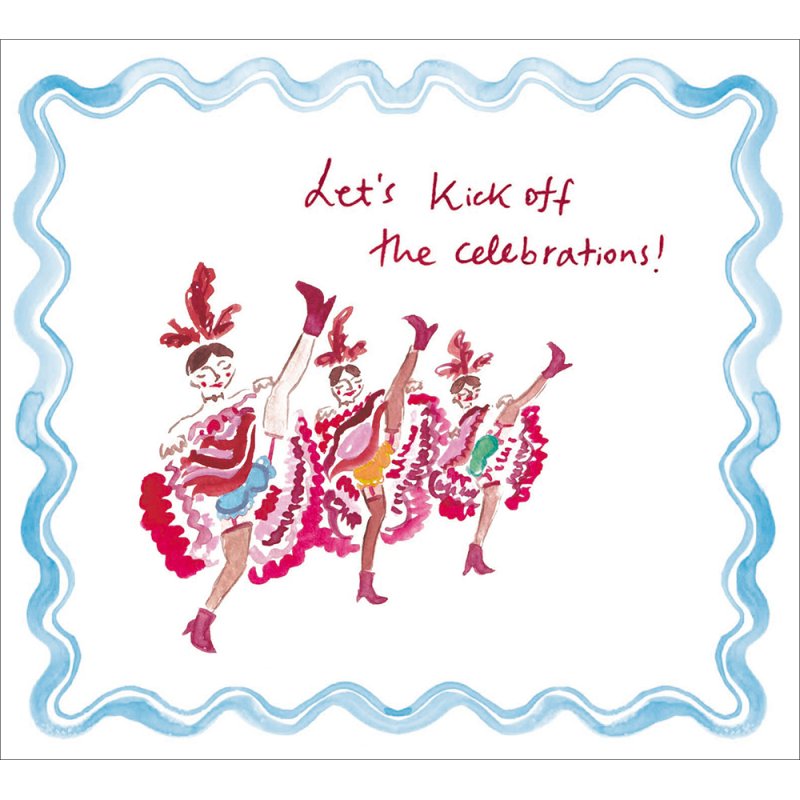 Ofelia Botella Kick Off the Celebrations Can-Can Blank Greetings Card