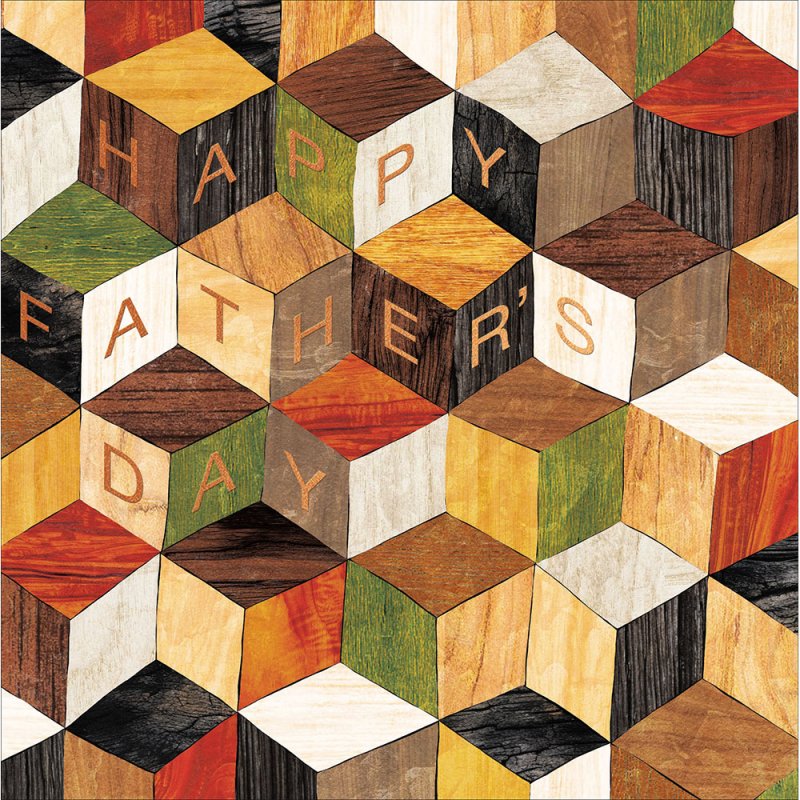 Special Father's Day Wood Parquet Cube Card