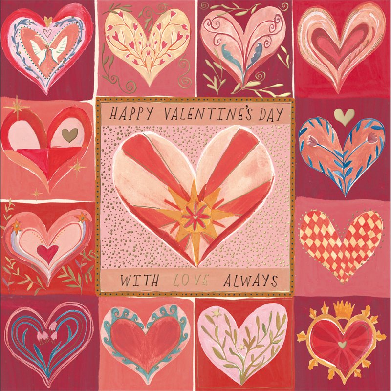 Lots of Love Patchwork Hearts Valentine's Card