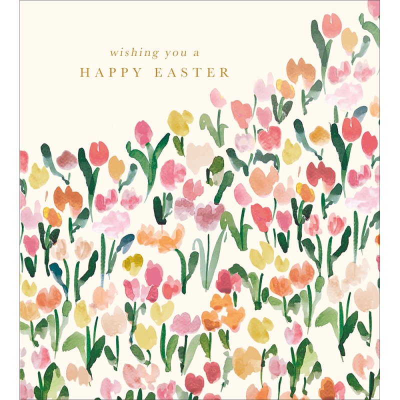 Tulip Field Watercolour Easter Card