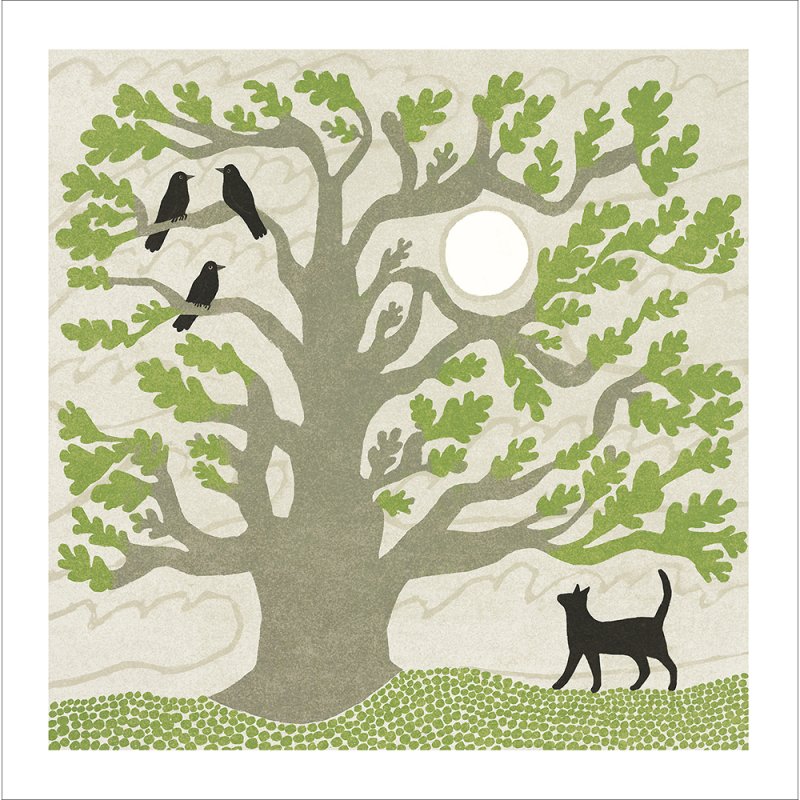 Tjitske Kamphuis Looking at Birds Cat Blank Greetings Card