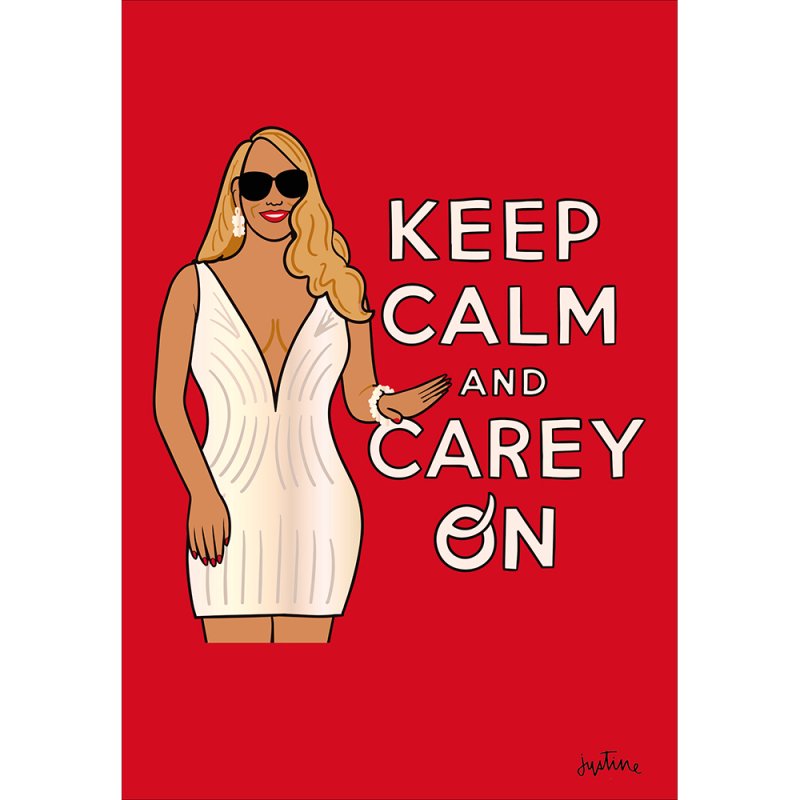 Miss Jussy Mo Keep Calm and Carey On Blank Greetings Card