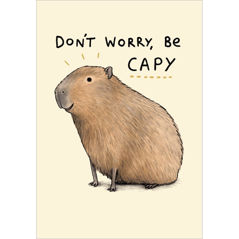 Sophie Corrigan Don't Worry Be Capy Blank Greetings Card