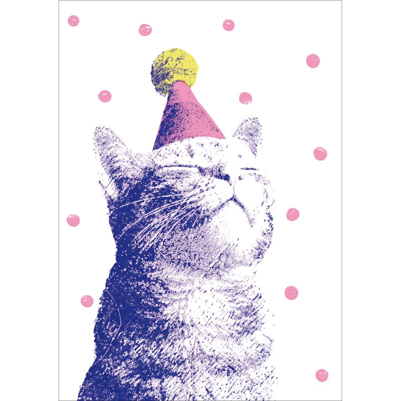 Party Cat in Party Hat Birthday Card