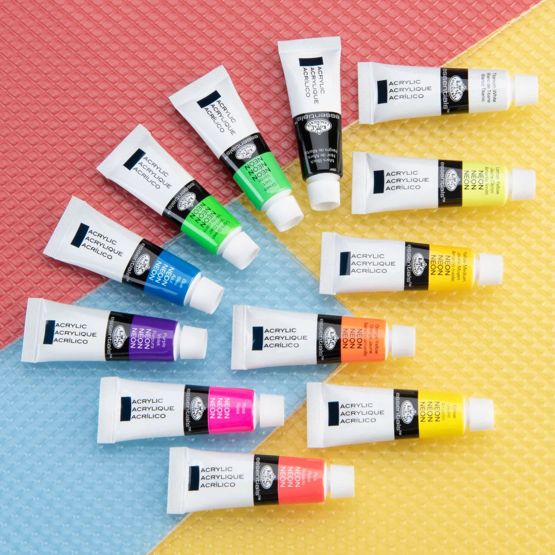 Essentials Neon Acrylic Paint Pack - 12 x 12 ml
