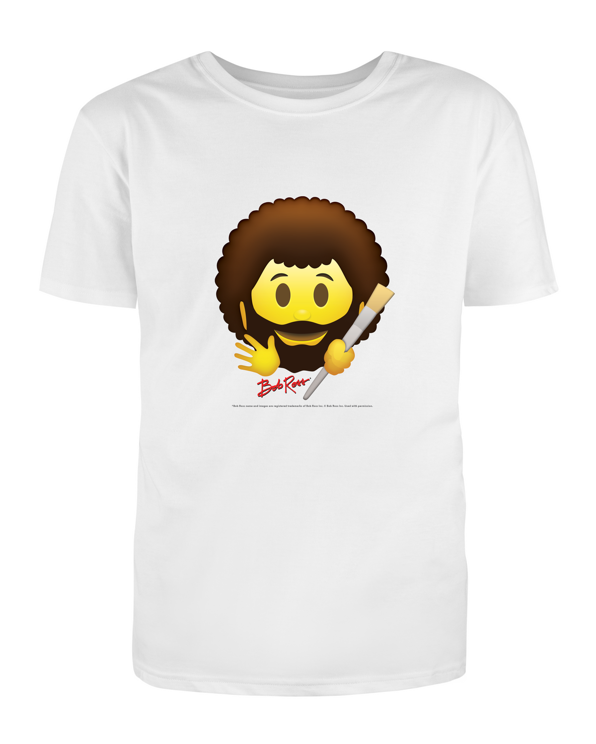 Bob Ross T-Shirt White – Bob Ross Emoji, Size M