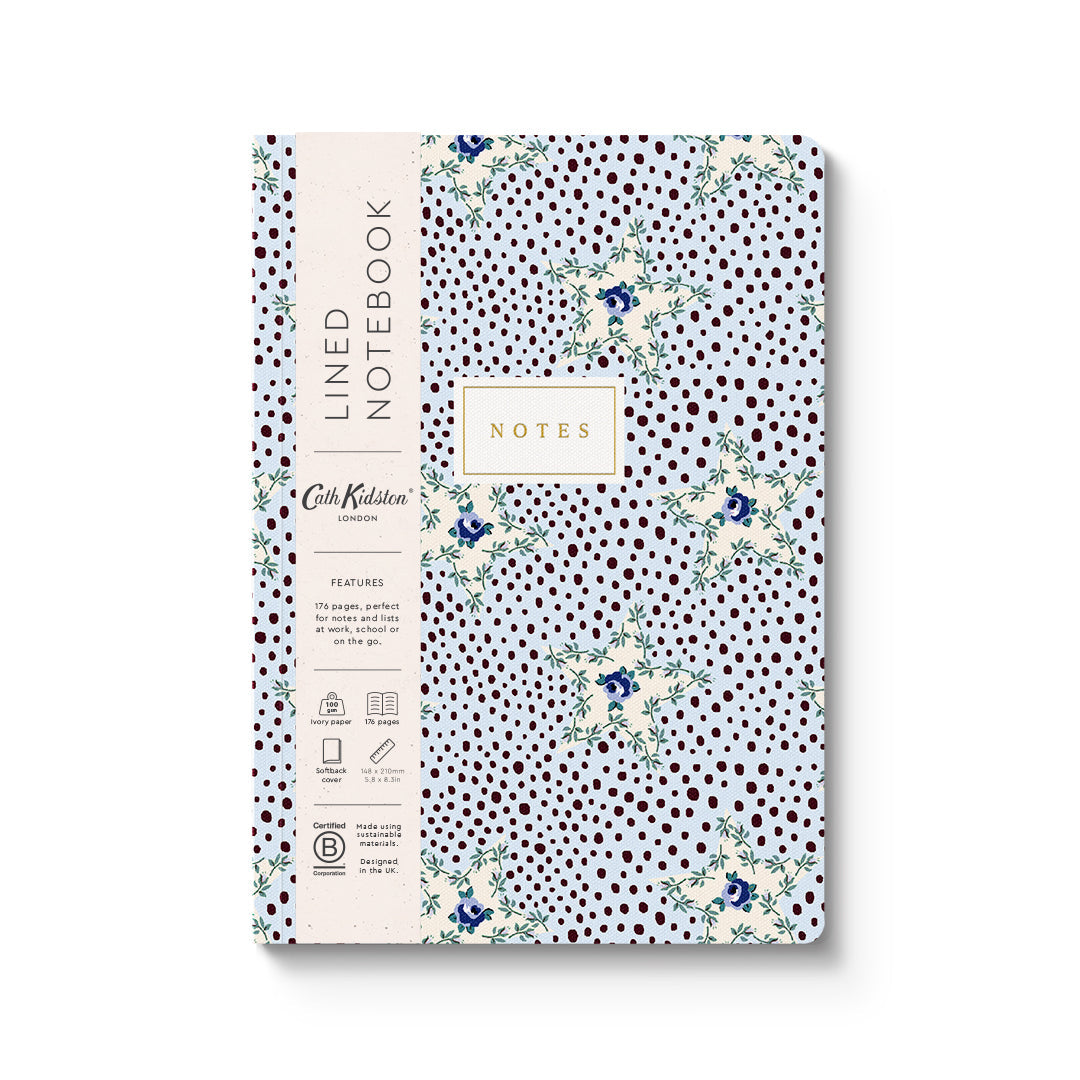 Blue Rose Dots Premium Paperback Notebook (A5) (14375)