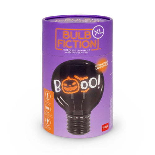 Legami Halloween 26 - Bulb Fiction - Light-Bulb Shaped Table Lamp - Pumpkin - Booo!