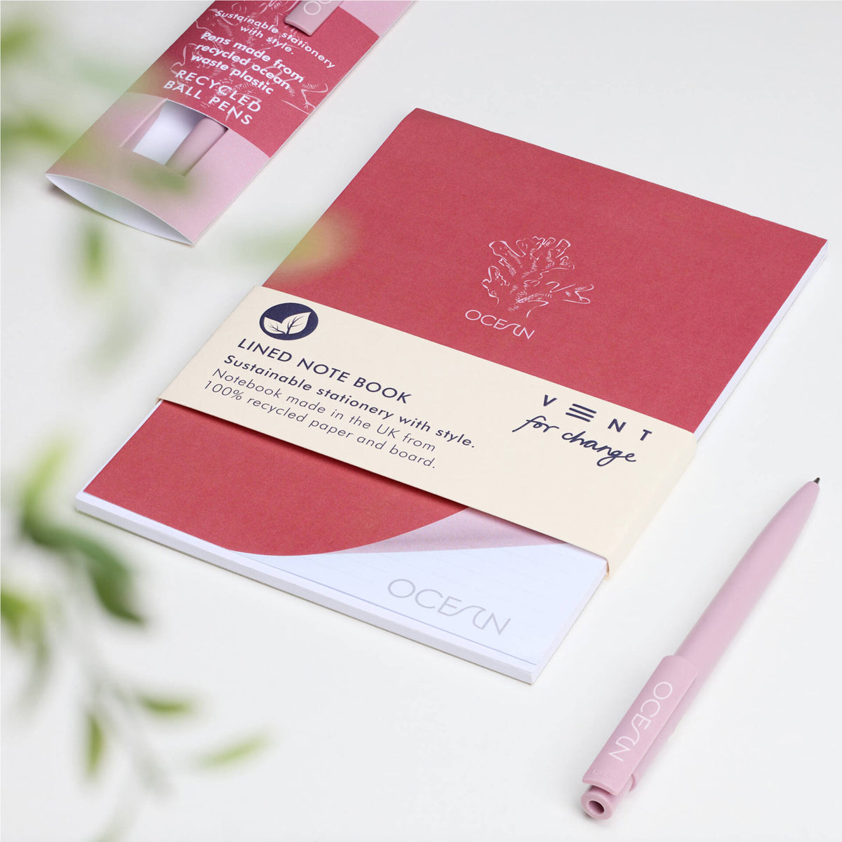 VENT OCEAN A5 Recycled Ocean Plastic Clipboard with Shopping Pad – Coral Pink