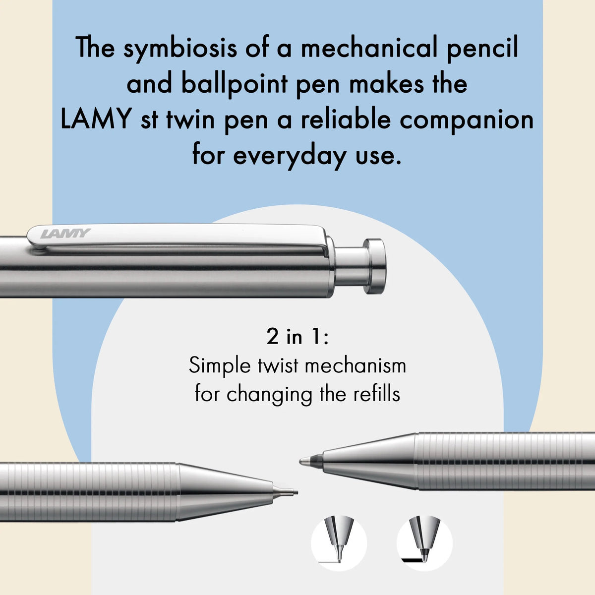 LAMY ST Twin Pen Multisystem Pen – Silver