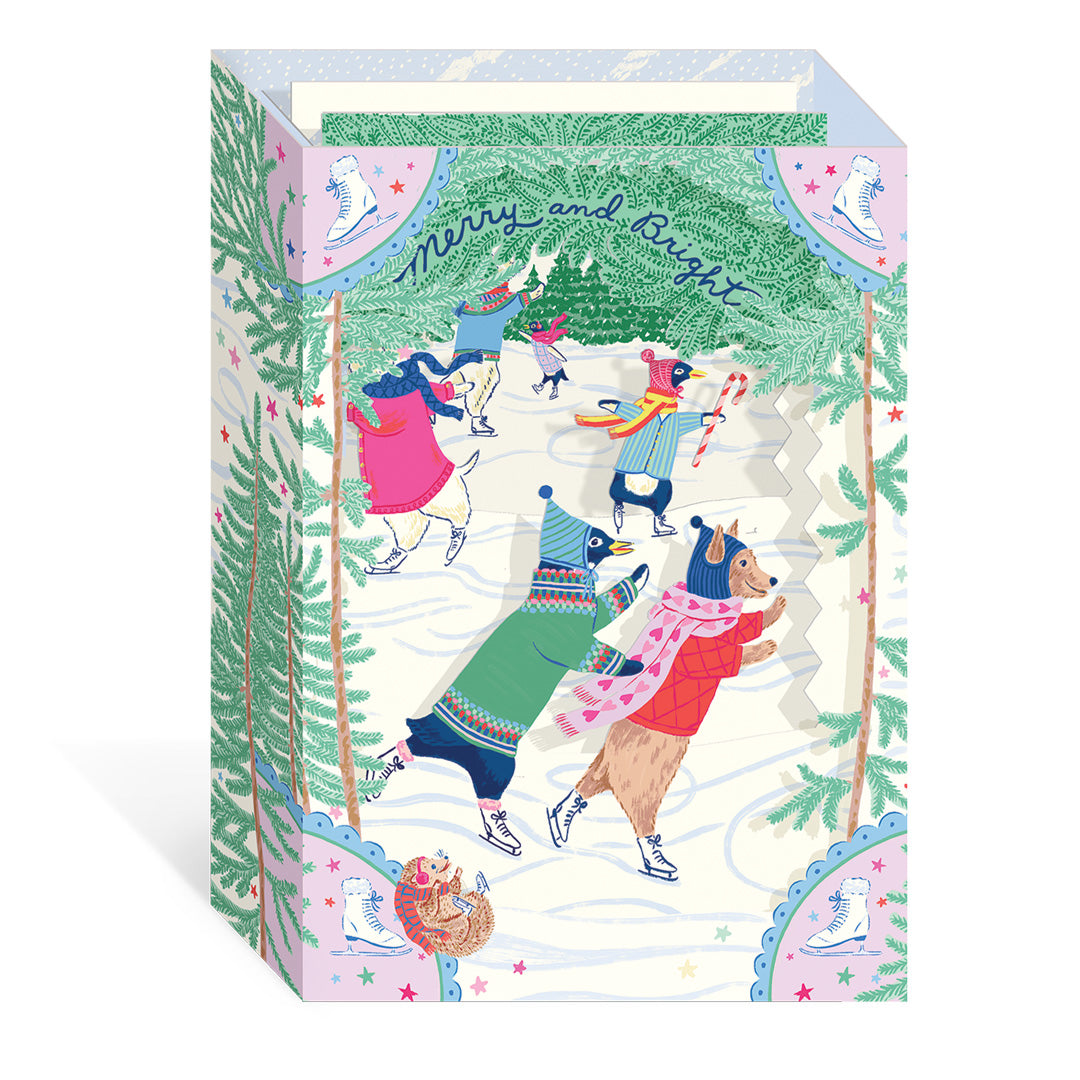 Merry And Bright Skating (3D) Greeting Card (13077) - ** Free Display Item **