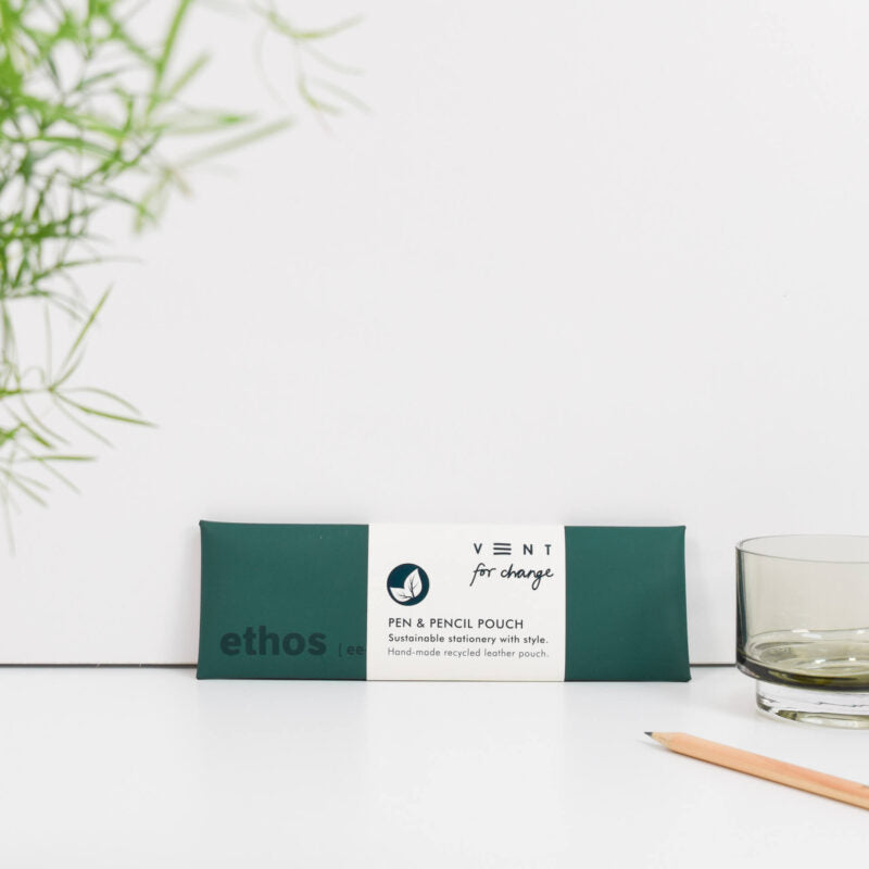 VENT Luxury ETHOS Recycled Leather Pen & Pencil Pouch – Emerald Green