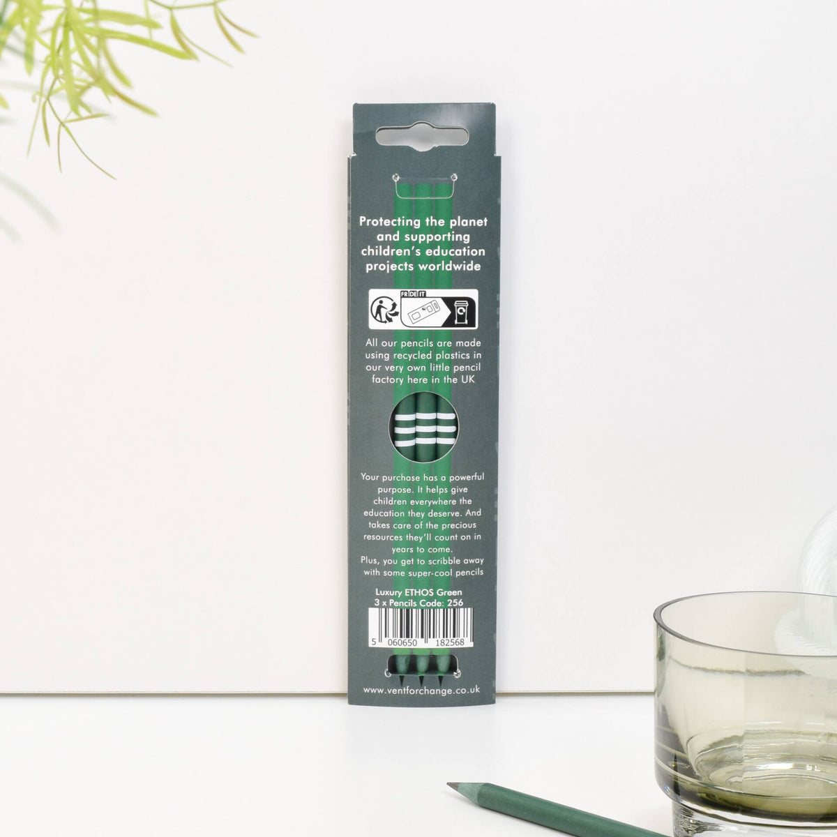 VENT Luxury ETHOS Recycled Pencils, Pack of 3 – Emerald Green