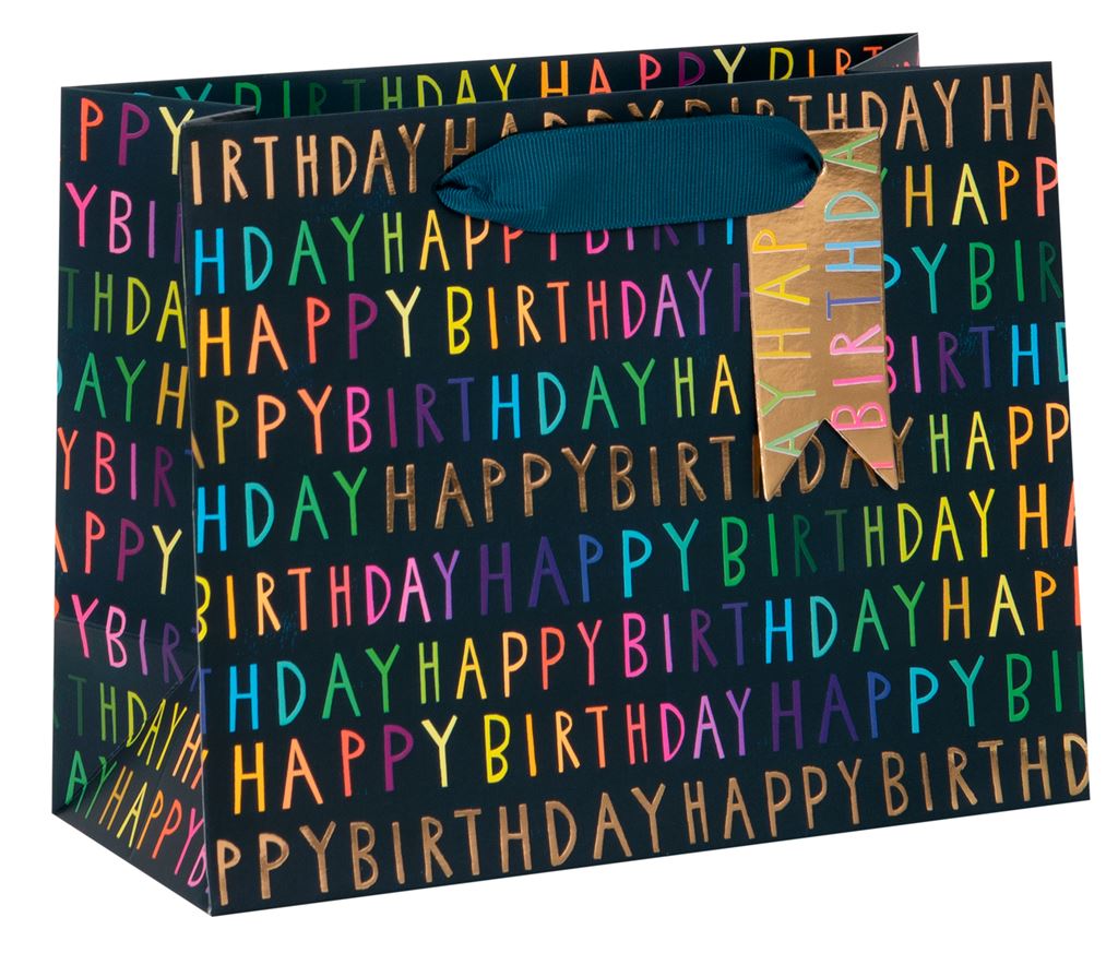 Glick Medium Gift Bag - Happy Birthday Navy