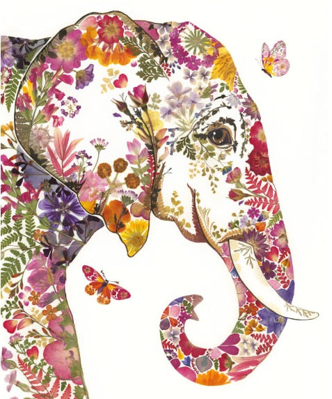 Petal Elephant by Helen Ahpornsiri Greetings Card