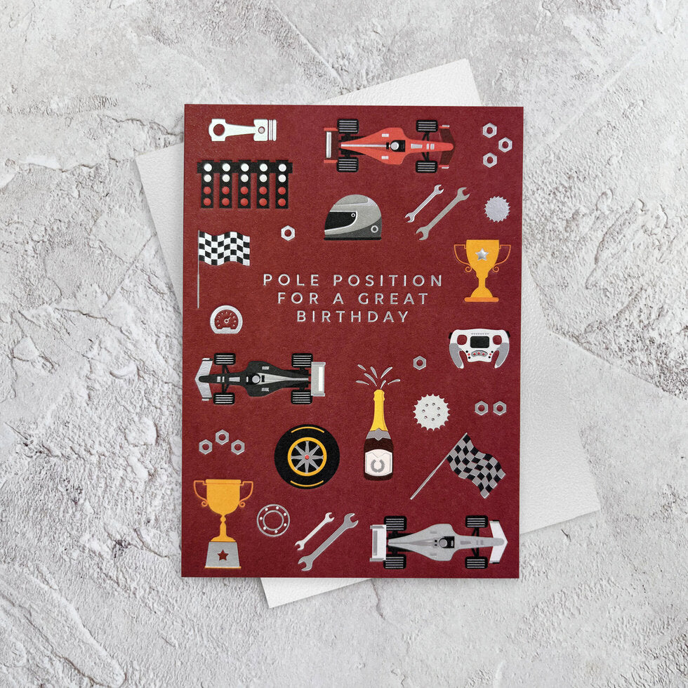 I'mPressed Chroma F1 Motorsport Birthday Greetings Card by Heyyy