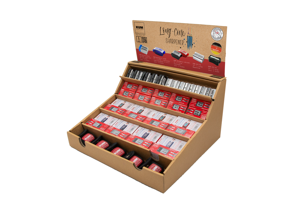 KUM Long Cone Sharpener Display – 67 Pieces