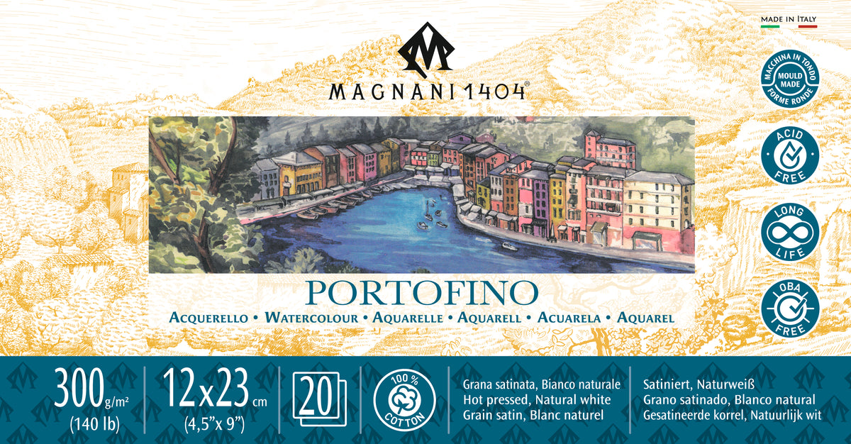 Magnani 1404 Portofino Hot Pressed Watercolour Pad 300gsm – 12 x 23cm