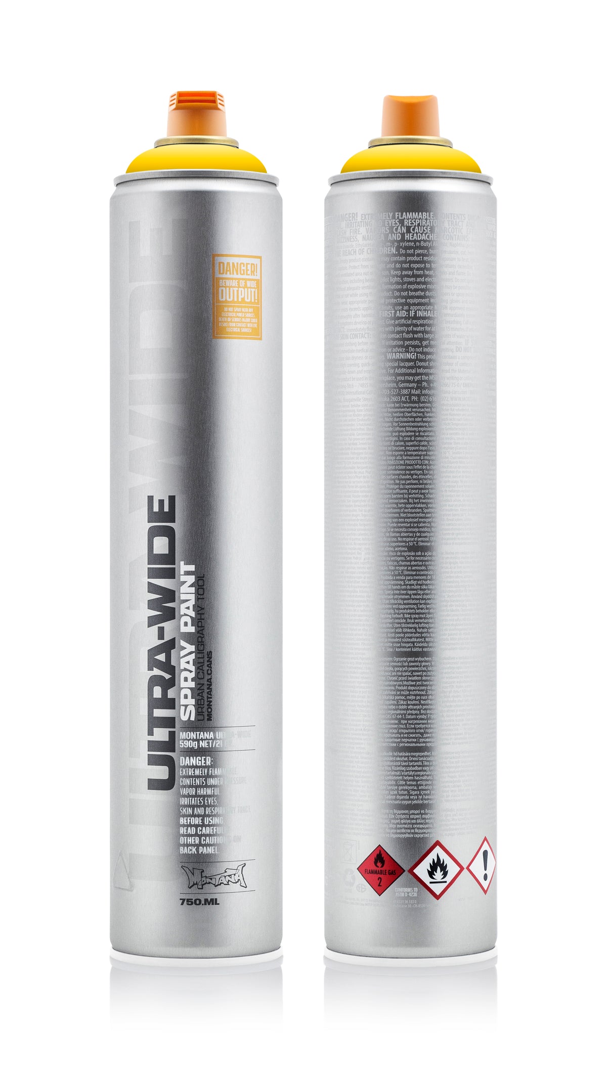 Montana Ultra Wide 750ml Spray Paint – Kicking Yellow