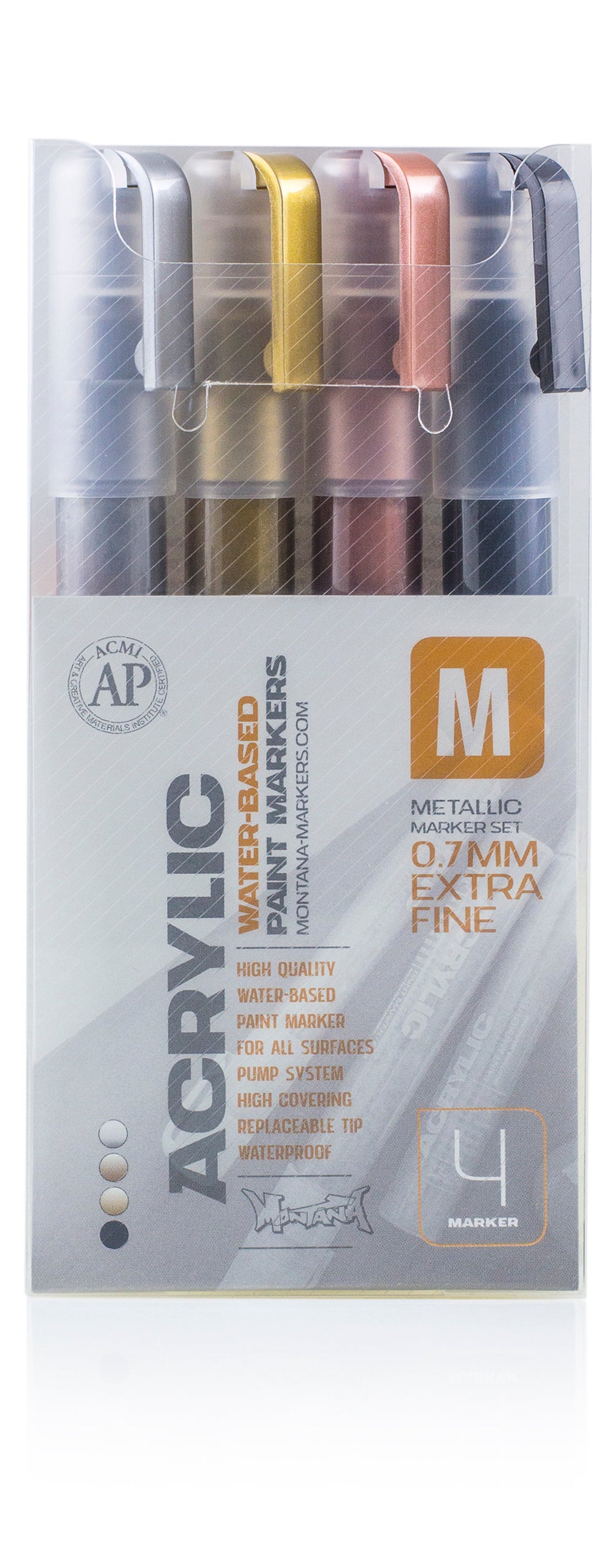 Montana Acrylic Marker Set 4 x 0.7mm – Extra Fine Metallics