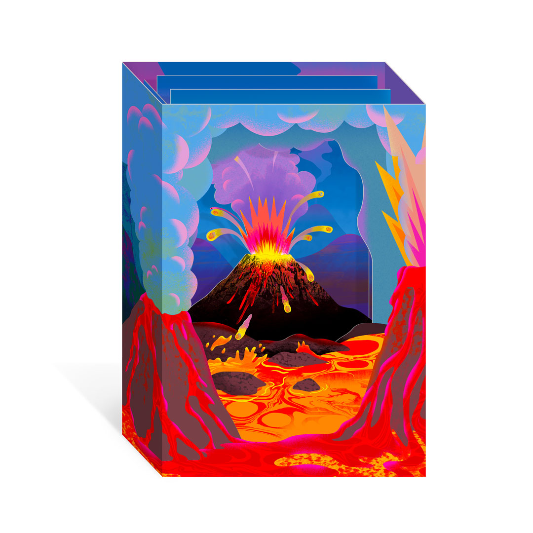 Volcano Greeting Card (3D) (13684) - ** Free Display Item **