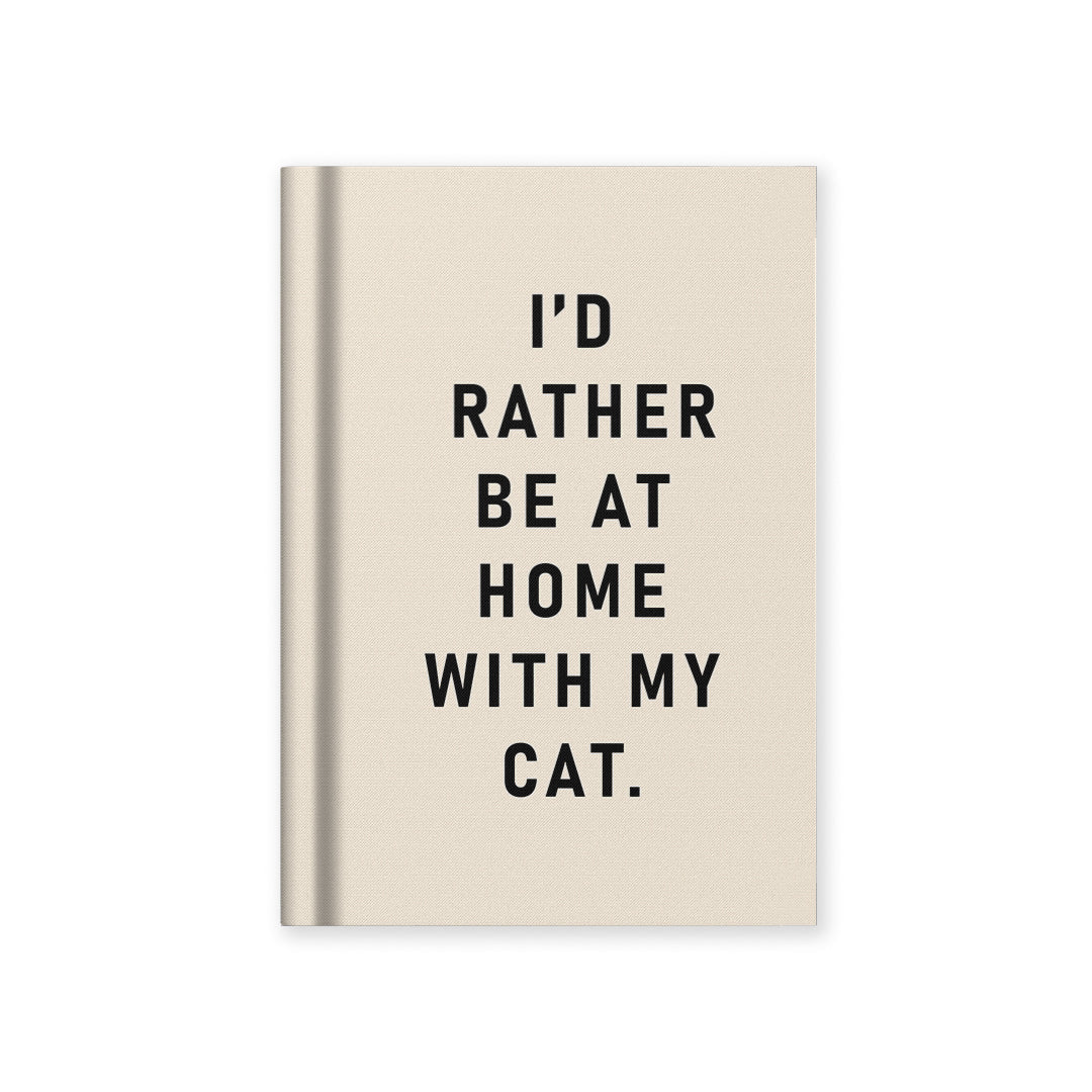 I'd Rather Be At Home With my Cat A7 Fabric Hardback Notebook (13283)