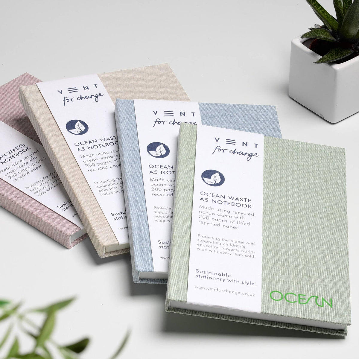 VENT OCEAN A5 Hardback Notebook, Recycled Ocean Plastic Cover – Algae Green
