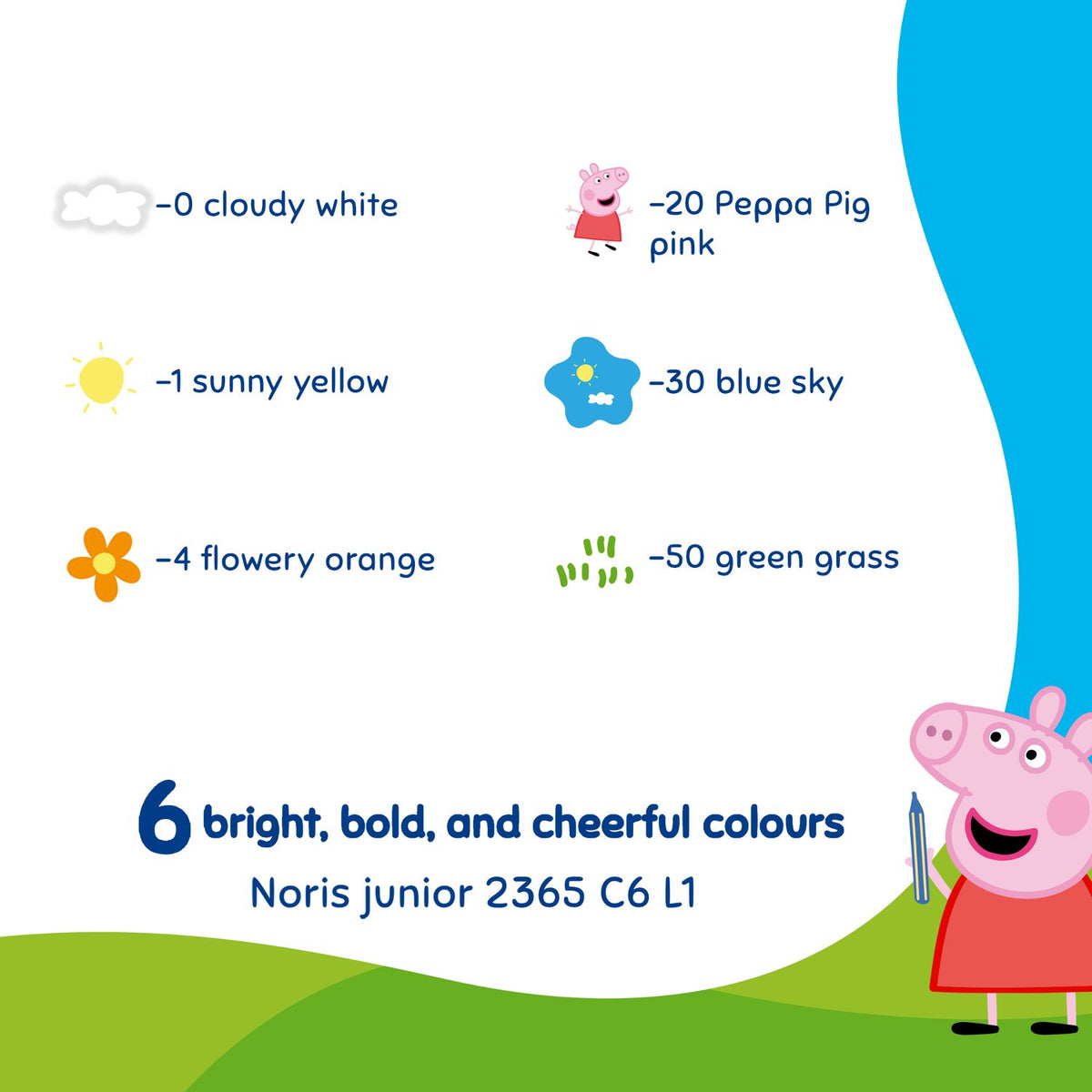 Staedtler Noris Junior x Peppa Pig Pavement Chalk – Pack of 6 Assorted Colours