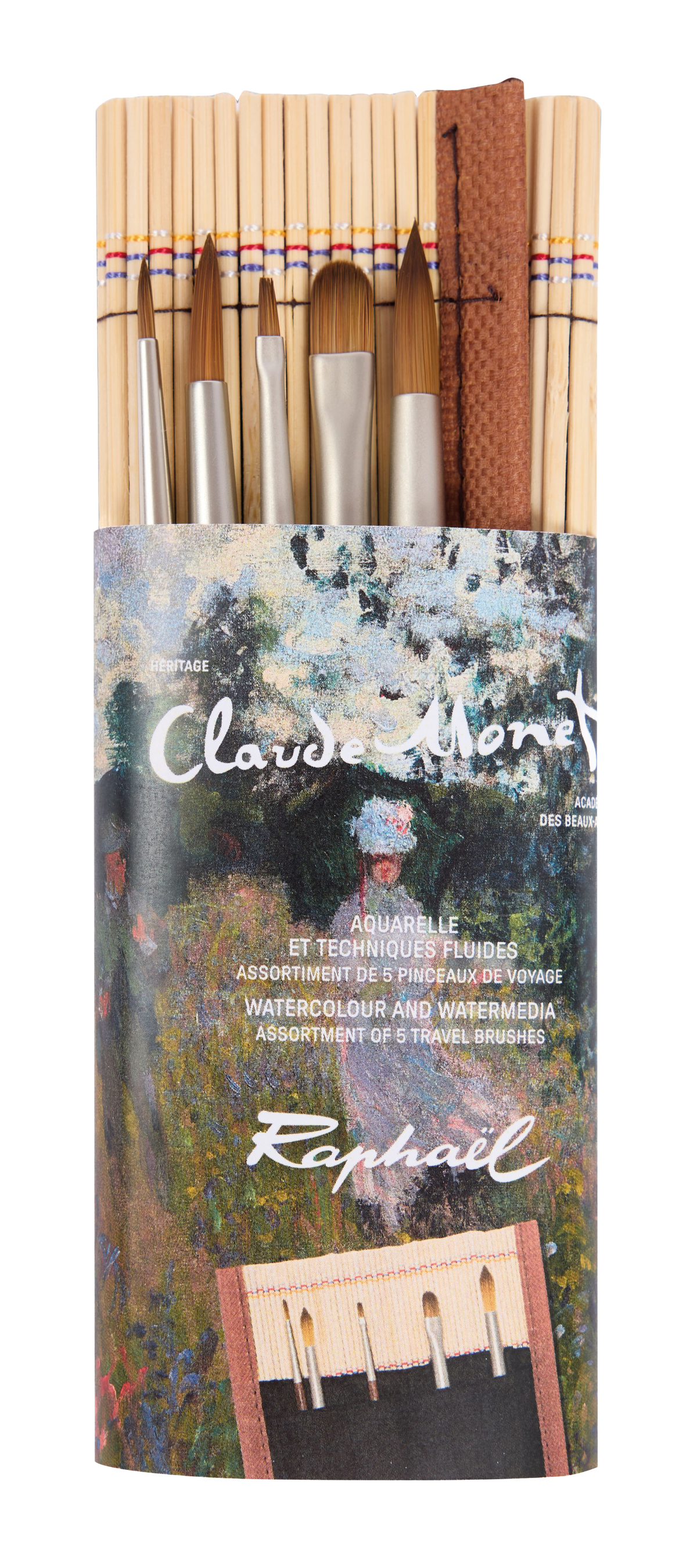 Raphaël Mini Bamboo Brush Roll with 6 Mini Brushes – Claude Monet, The Walk, Argenteuil