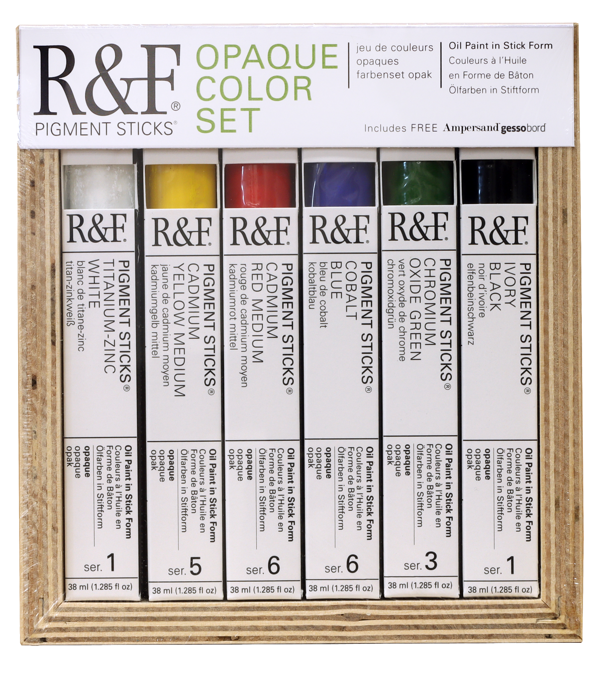R&F Pigment Stick Opaque Colour Set of 6 with Panel