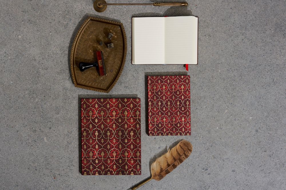 Paperblanks Red Velvet Ultra Softback Flexi Journal – Lined, 176 Pages – design detail