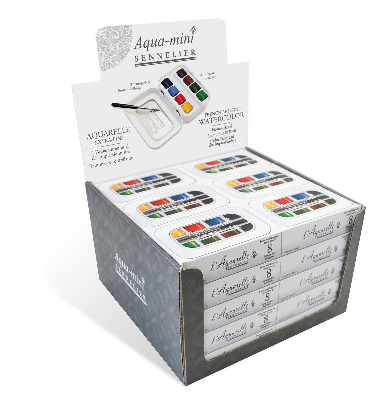 Sennelier Aqua Mini Watercolour Tin Counter Display – 30 Tins