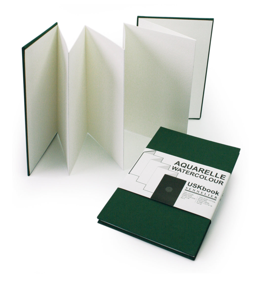 Sennelier Urban Concertina Sketchbook 300gsm 100% Cotton Cold Pressed, Mustard Linen – 16 x 24cm