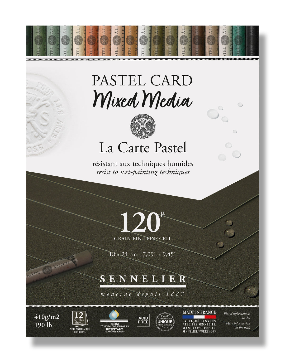 Sennelier Pastel Card Mixed Media Pad 18 x 24cm – Charcoal